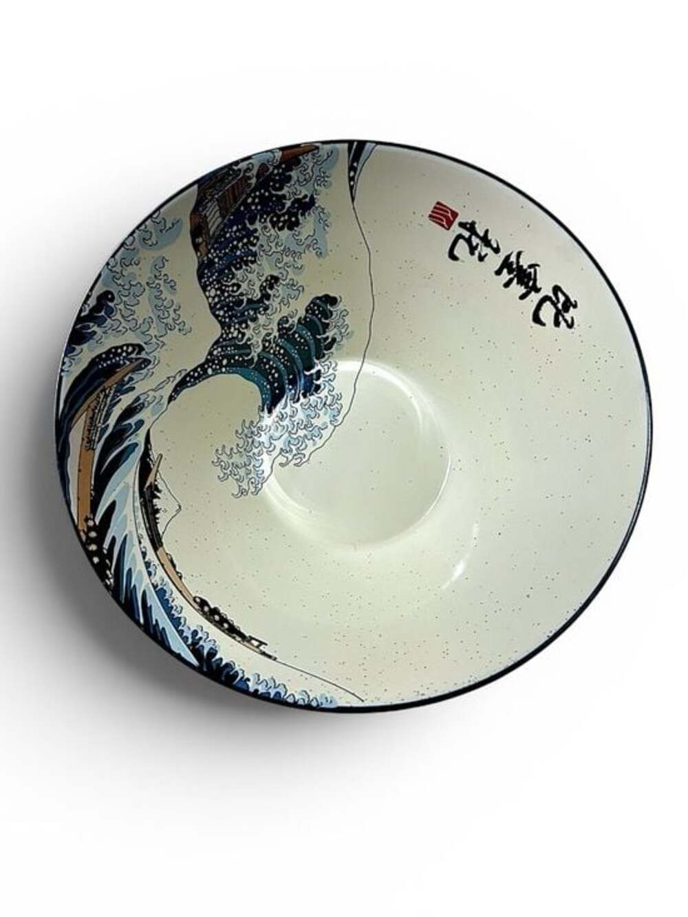 Bicetto Tokyo Ramen Bowl Set 2pc Cream Great Wave Hokusai Japanese Noodle Bowls